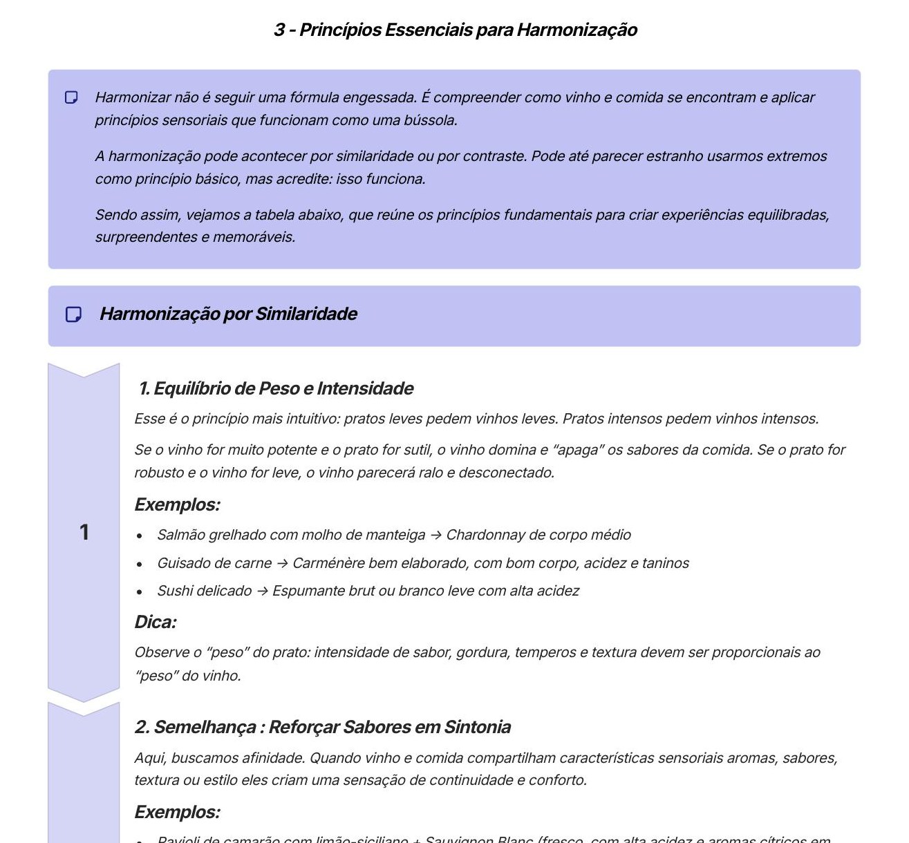 Página com os princípios de harmonização por similaridade e contraste